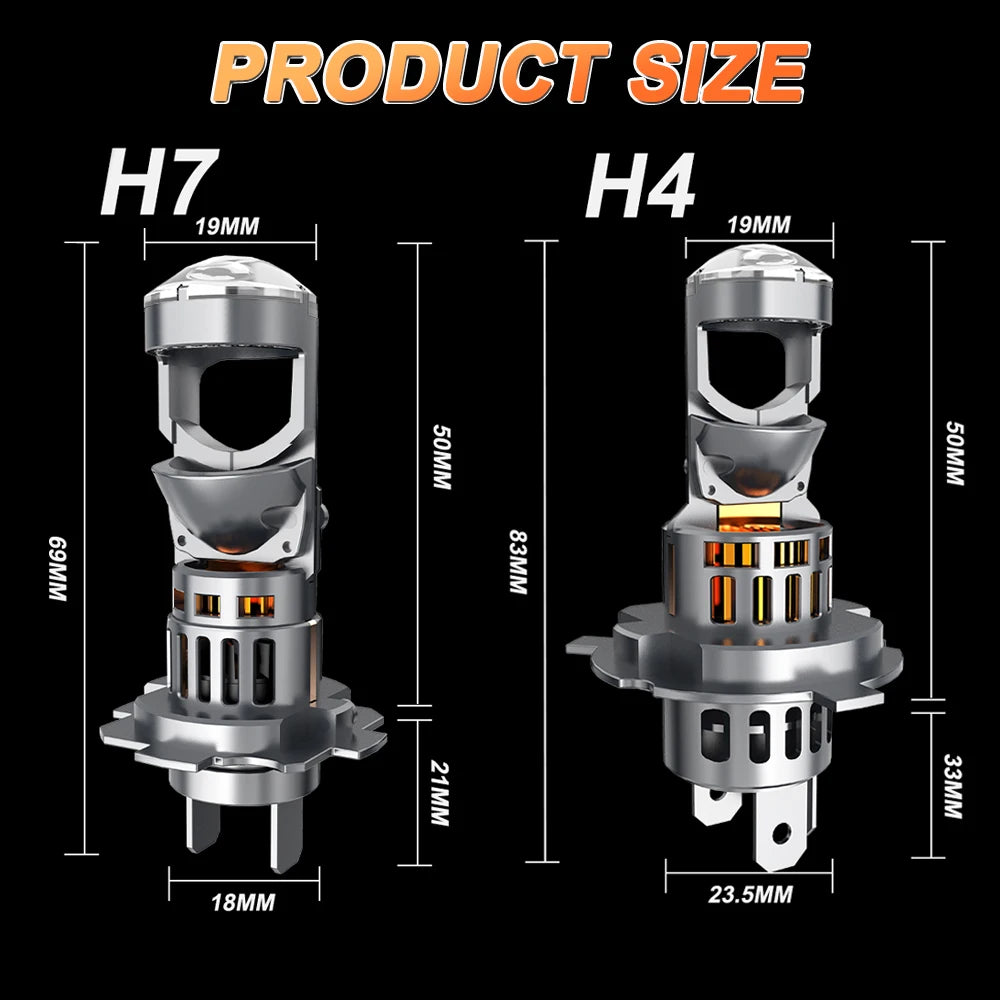H7 H4 LED Projector Headlights 9003 HB2 Canbus Car Motorcycle Bi Led Mini Lens Lights 6000