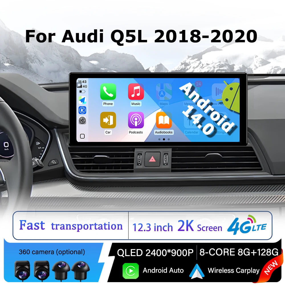 QLED 2400*900P Android OS for Audi Q5L 2018 - 2020 Multimedia Display Radio Stereo Player