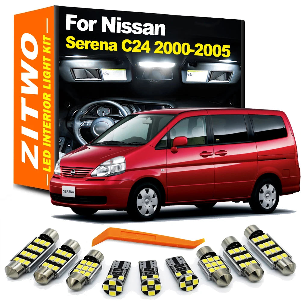 ZITWO 12Pcs Canbus Car LED Interior Light License Plate Lamp Kit For Nissan Serena C24 2000 2001 2002 2003 2004 2005 No Error
