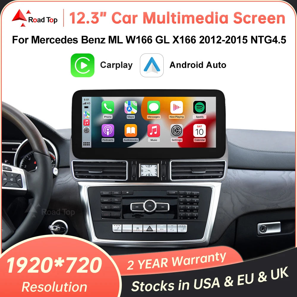 1920*720 Wireless CarPlay Android Auto Multimedia Display Screen for Mercedes-Benz ML GL W | AUTOKITSHOP