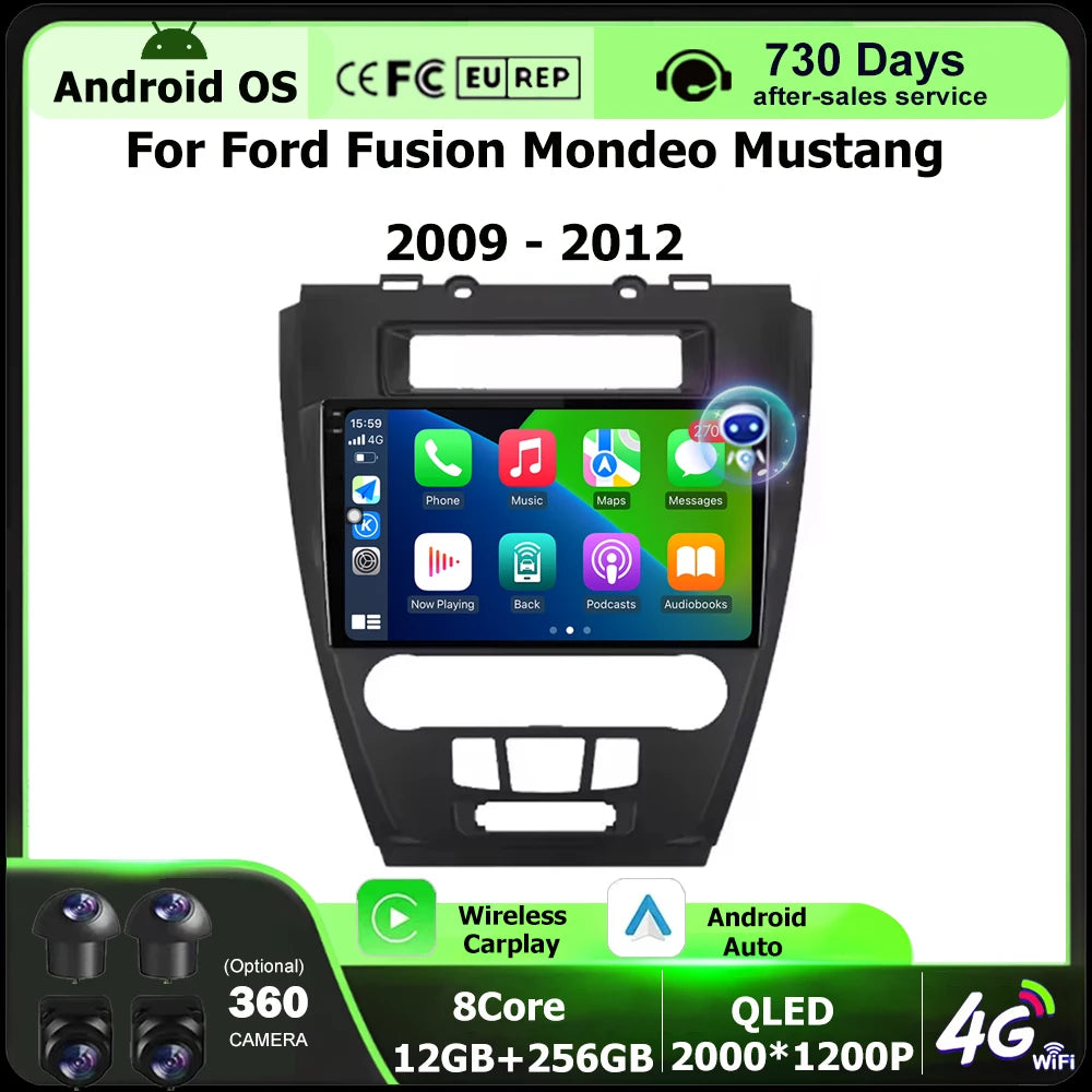 Car Radio Multimedia Player GPS Navigation For Ford Fusion Mondeo Mustang 2009-2012 Androi