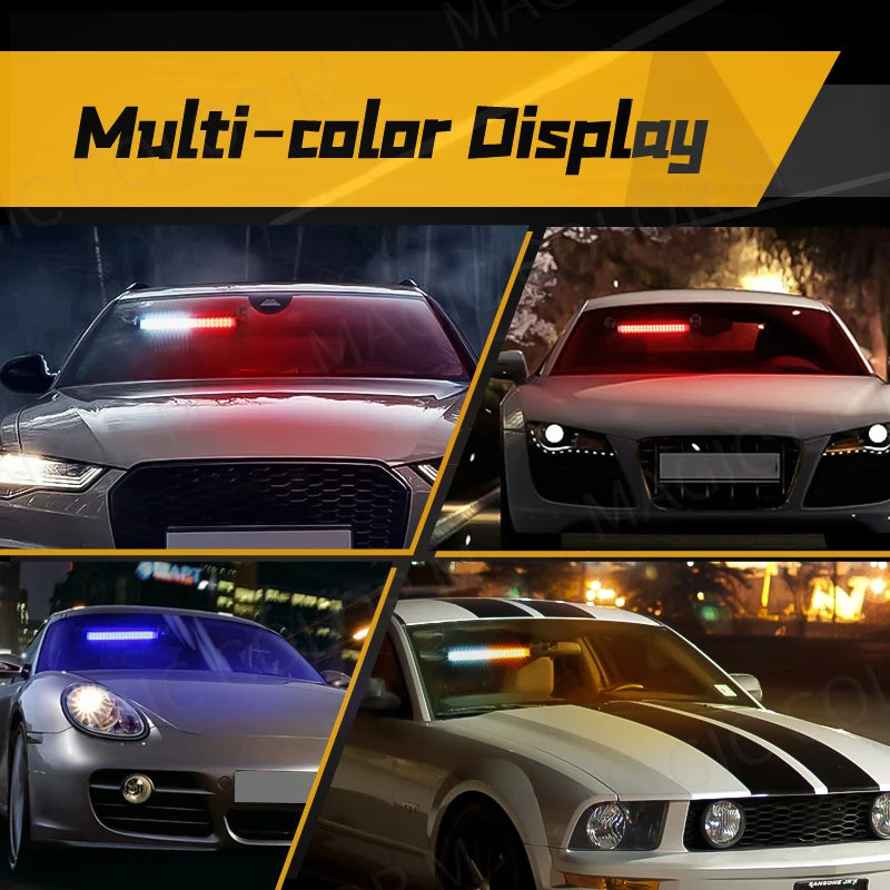 40 LED Strobe Light Emergency Flash Warning Lamp Auto Windshield Bar Traffic Advisor Flash | AUTOKITSHOP