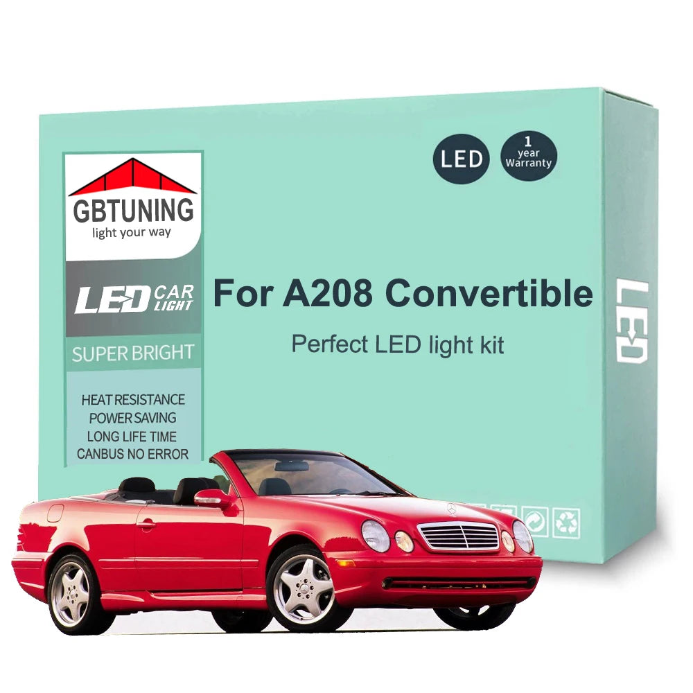 12-Piece LED Interior Light Kit for Mercedes Benz CLK Class A208 Convertible Cabrio 1998-2002 - Canbus Dome Map Door ...