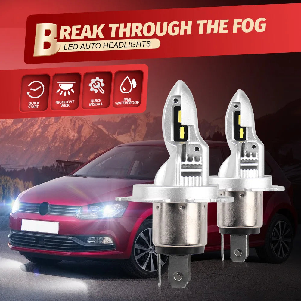 Motorcycle LED Headlight Blub 10000LM Super Bright Moto Light 6000K White For Honda XR650L