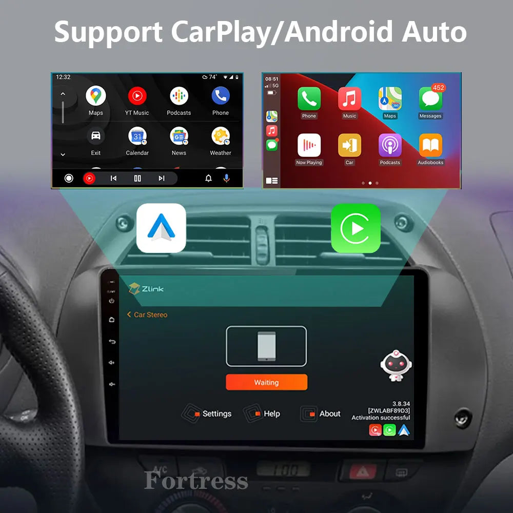 For Toyota RAV4 2 CA20 CA20W XA20 2000 - 2003 Android 16 12+256GB CarPlay Auto Car Radio M