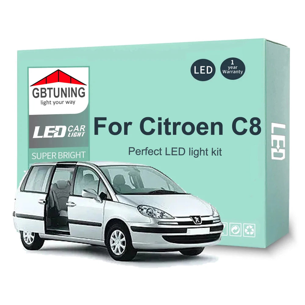 28-Piece LED Interior Light Kit for Citroen C8 2002-2010 - Canbus Dome Map Door Trunk Bulbs | AUTOKITSHOP