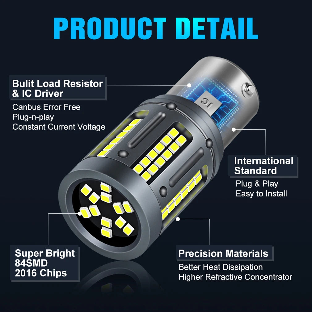 50W PY21W BAU15S LED P21W BA15S 8000LM T20 7440 W21W T25 3156 LED Bulb R5W R10W 84SMD 2016