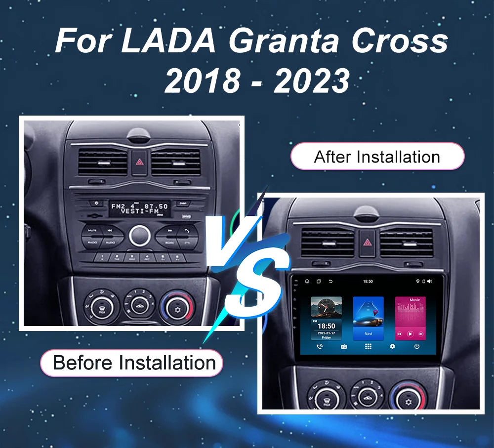 Car Android Radio Stereo For LADA Granta Cross 2018 - 2023 Auto Multimedia Video Player GP
