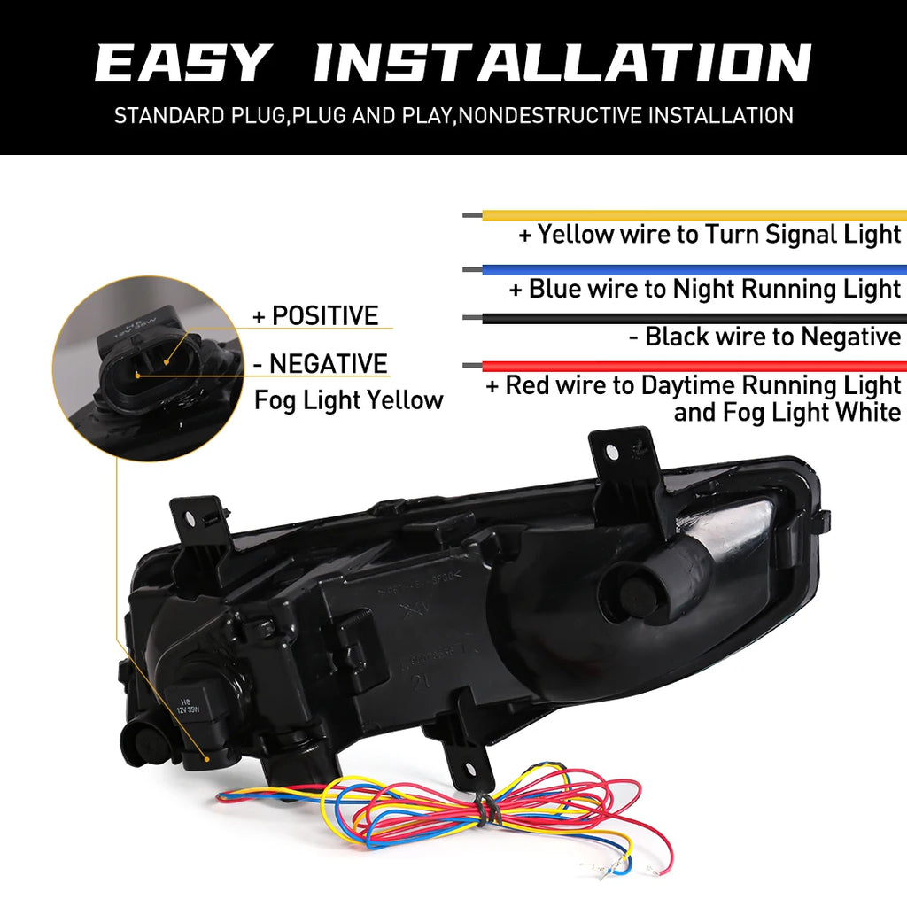 LED Fog lamp Daytime Running Light DRL For Nissan Sentra 2020 Xtrail Rogue Kicks 2017 2018 | AUTOKITSHOP