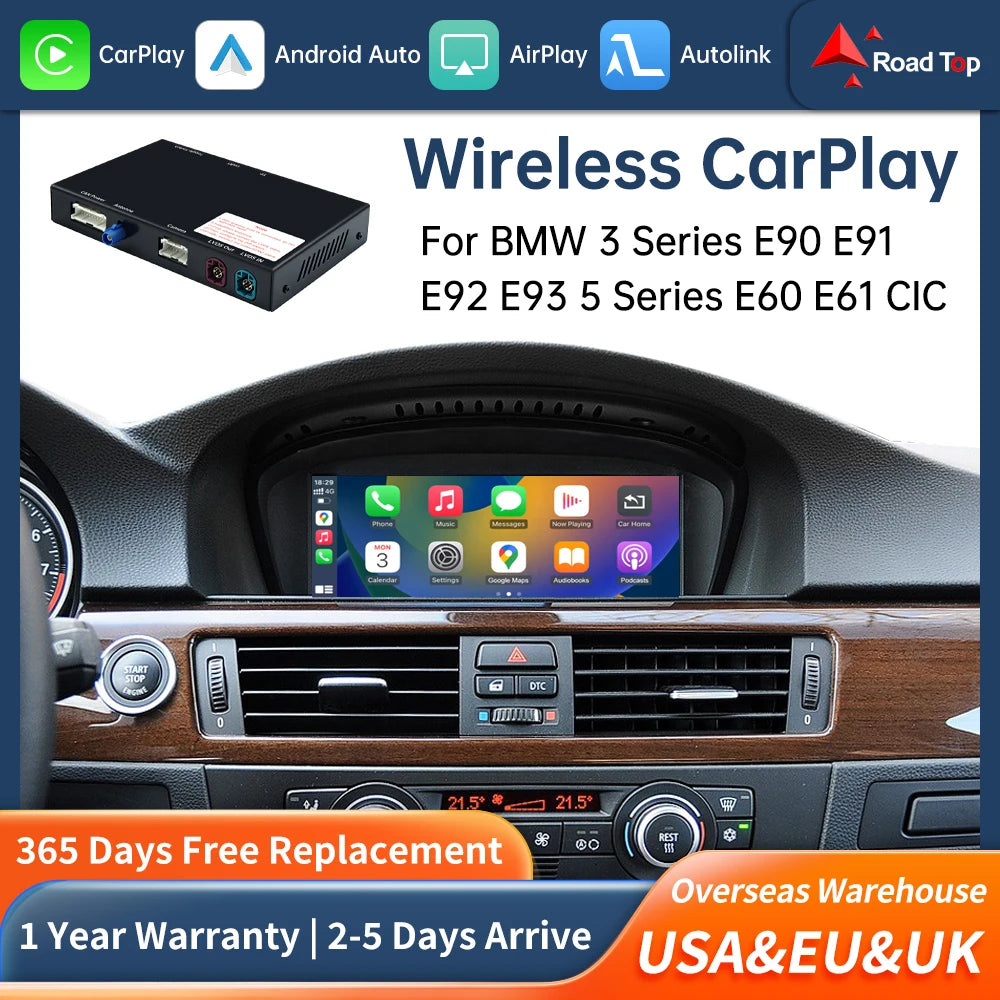 Road Top Wireless Carplay Decoder Interface For BMW 3 Series E90 E91 E92 E93 And 5 Series  | AUTOKITSHOP