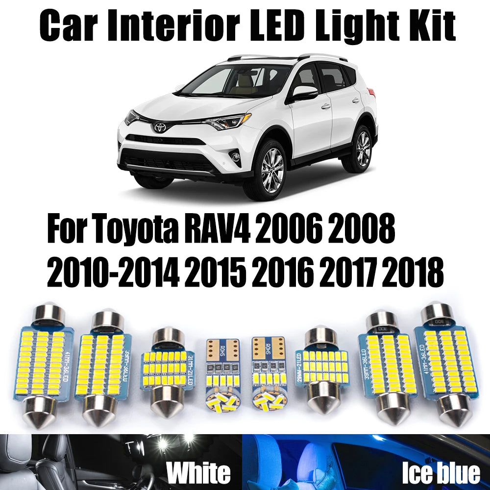 10-Piece LED Interior Light Kit for Toyota RAV4 2010-2013 - Canbus Error-Free Interior Bulbs
