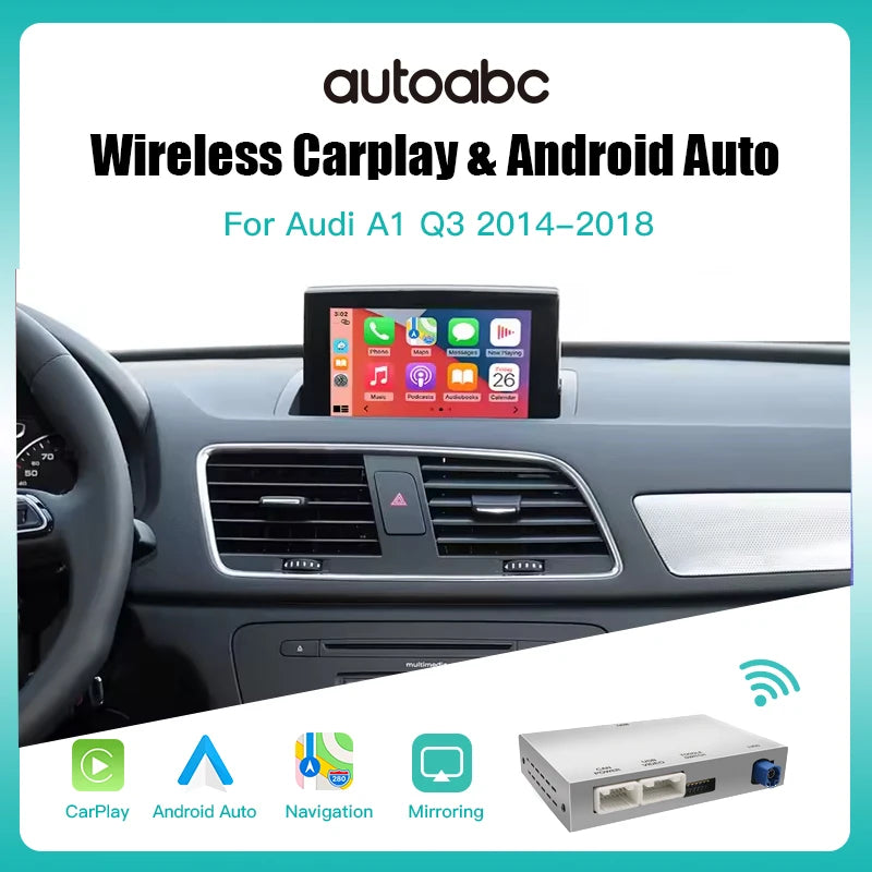AUTOABC Wireless Carplay Android Auto for Audi A1 Q3 2014-2018 Mirrorlink Airplay Rear Cam | AUTOKITSHOP