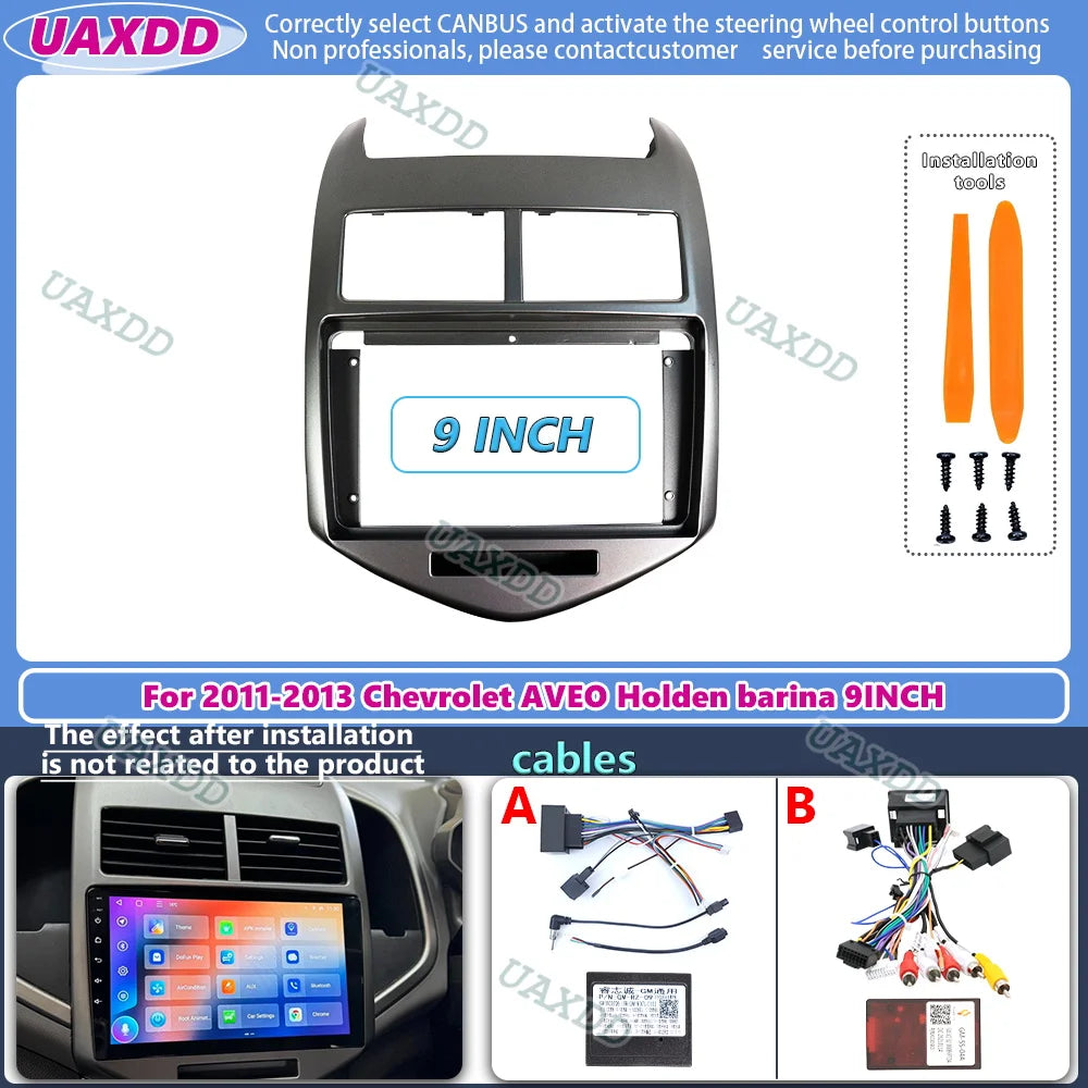 2 Din For 2011-2013 Chevrolet AVEO Holden barina 9INCH Panneau Audio Stereo Kit Montage Ta