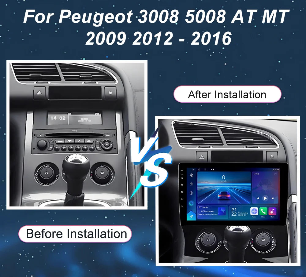 Car Radio Android 16 For Peugeot 3008 5008 AT MT 2009 2012 - 2016 Multimedia Video Player