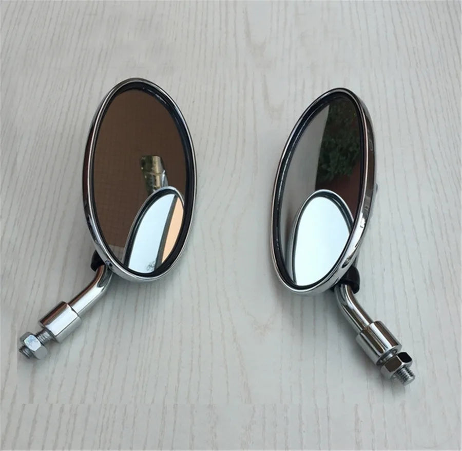 Universal Retro oval modified coffee short handle plating rearview mirror large field of v