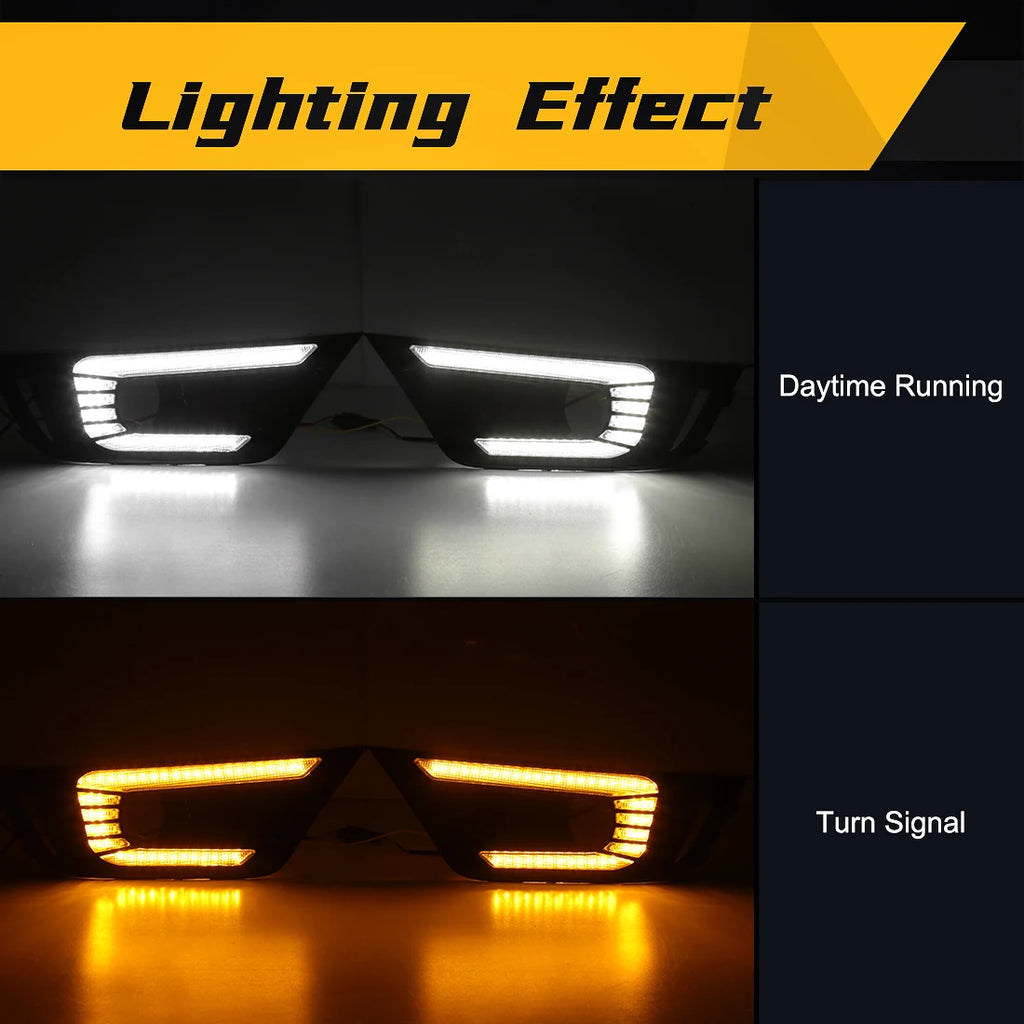 LED DRL Fog Lamps For Ford Ranger Raptor 2022 2023 2024 Daytime Running Lights Car Front B | AUTOKITSHOP
