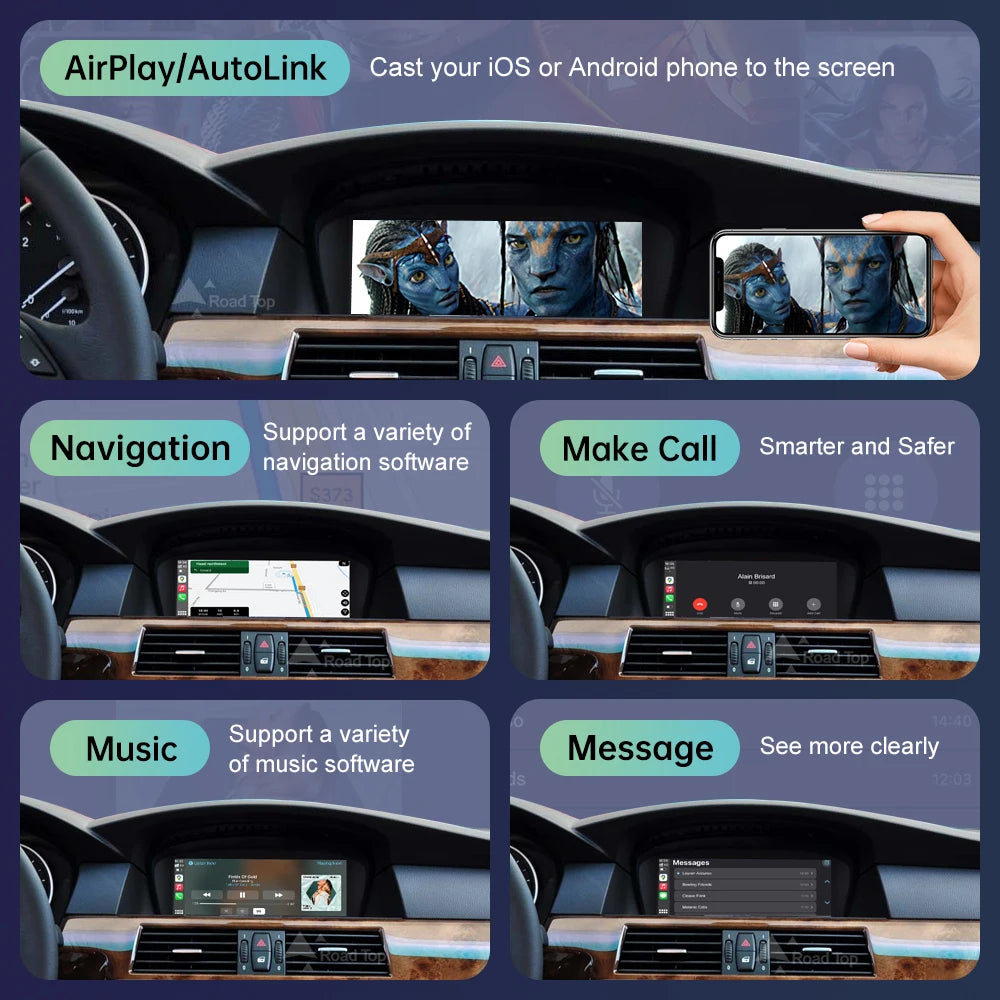 Wireless CarPlay Car Multimedia Touch Screen For BMW 5 Series E60 E61 CCC/CIC 2005-2010 An