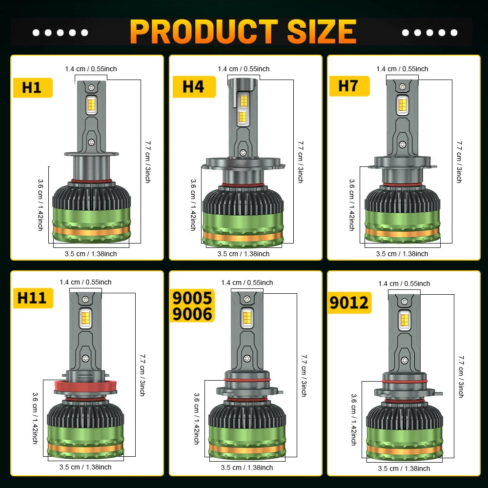APP Control H7 Car Headlight Bulbs H4 LED Turbo Headlight H1 H11 9005 HB3 9006 9012 LED Ca