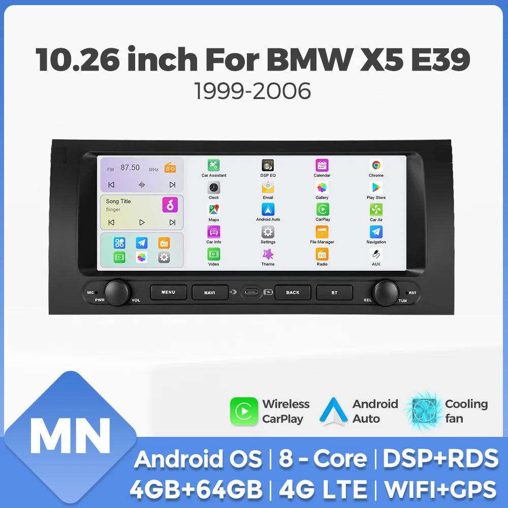 MEKEDE&NAVIFLY Android OS Intelligent audio radio system For BMW X5 E53 E39 E38 1999-2006
