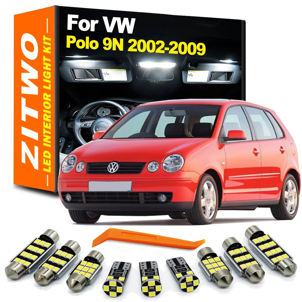 ZITWO 10Pcs LED Interior Dome Reading Trunk Light Kit For VW Volkswagen Polo MK4 for VW MK4 - Canbus LED Car Light