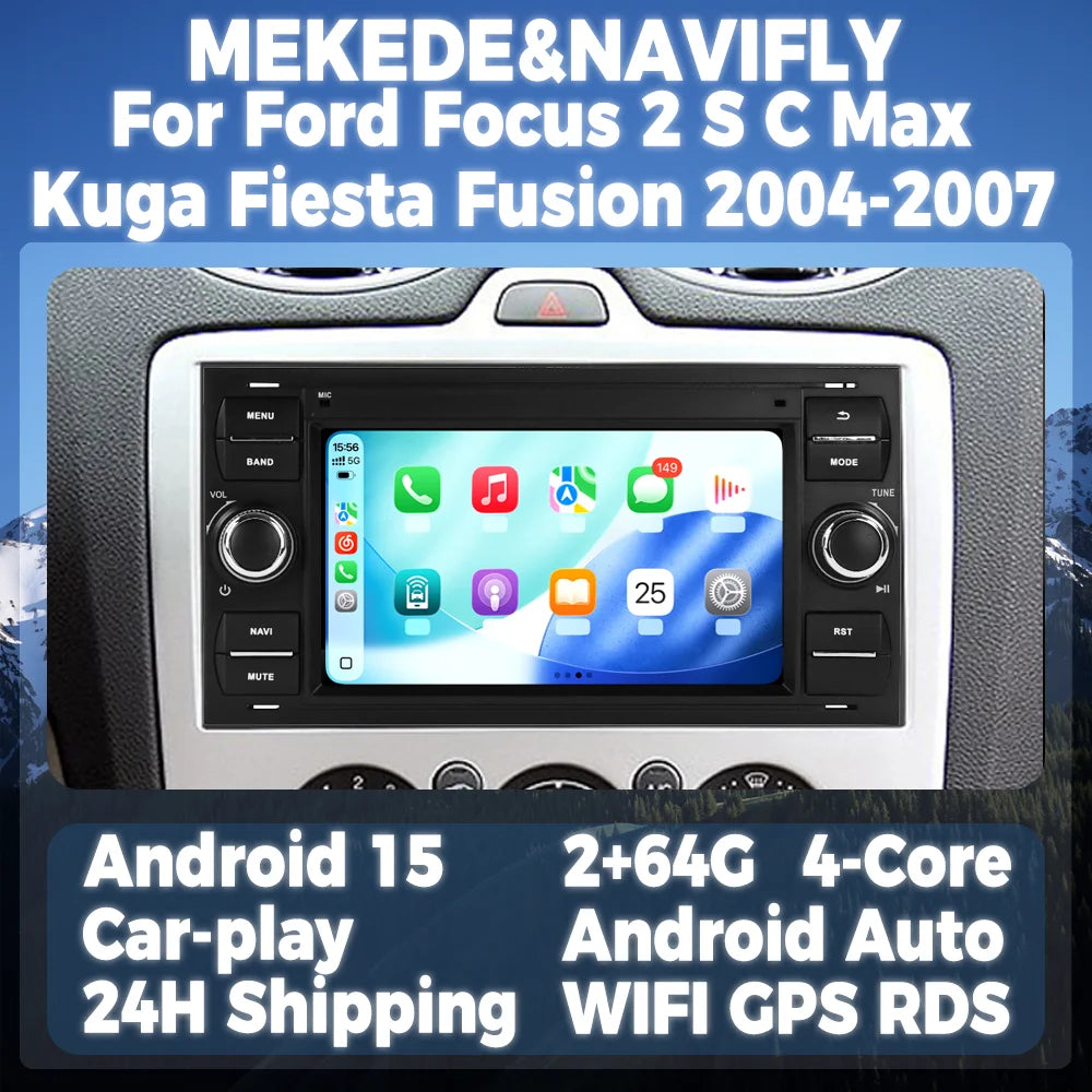 Wireless CarPlay Android Auto Multimedia Display Screen For Ford Focus 2 S C Max Kuga Fies