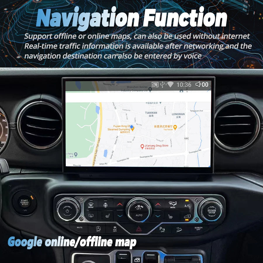 11.8inch For Jeep Wrangler 2018-2022 Android Car Radio Multimedia Video Player Stereo Wire