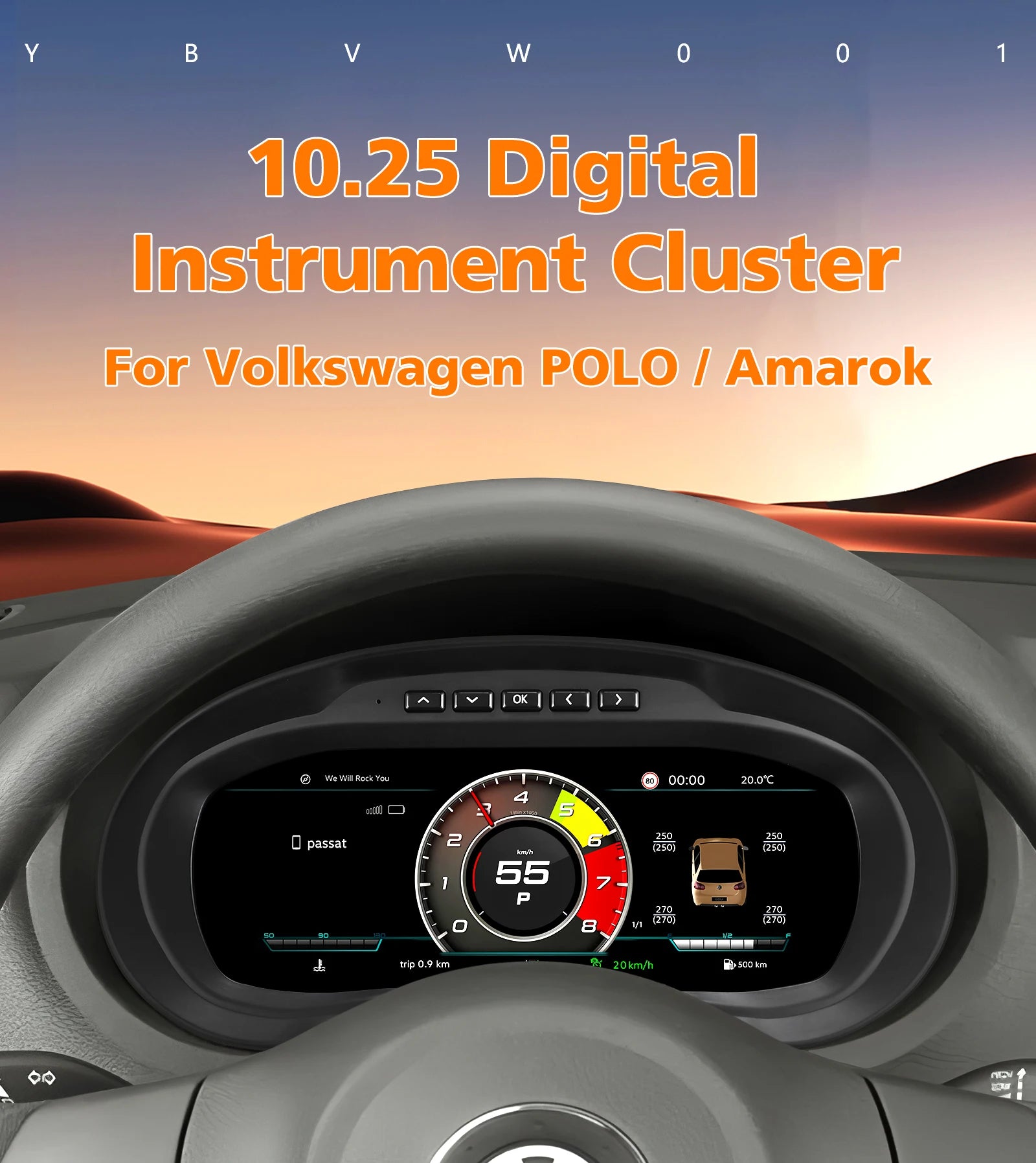 10.25“Car LCD Dashboard panel for Volkswagen Vw POLO 2009 - 2017 Amarok 2011 - 2016 Digita