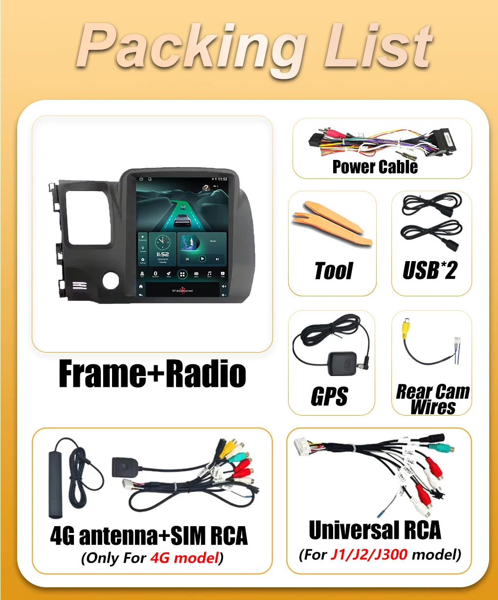 Android 16 Carplay For Honda Civic 8 2005 2006 2007 - 2012 Car Radio 5G Wifi BT Multimedia | AUTOKITSHOP