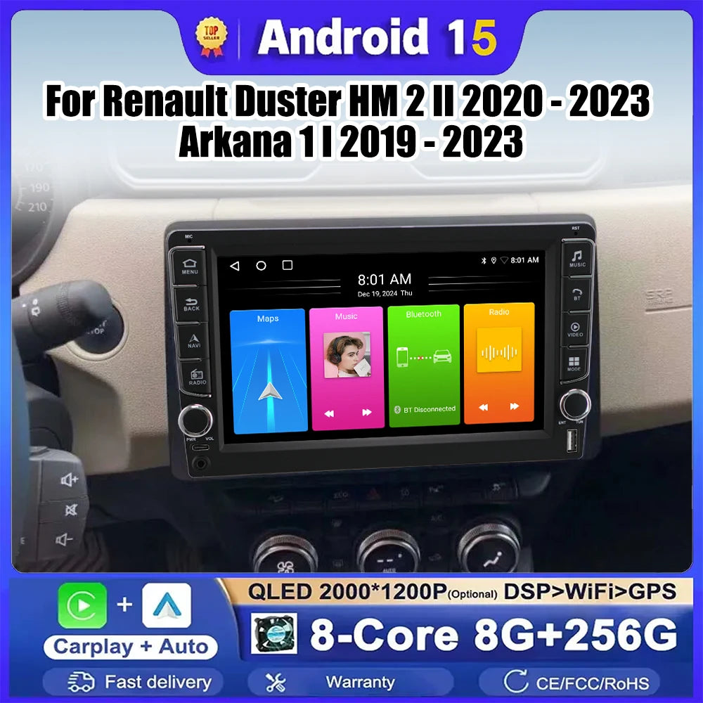 Android 15 Car Radio For Renault Duster HM 2 II 2020 - 2023 Arkana 1 I 2019 - 2023 Multime | AUTOKITSHOP