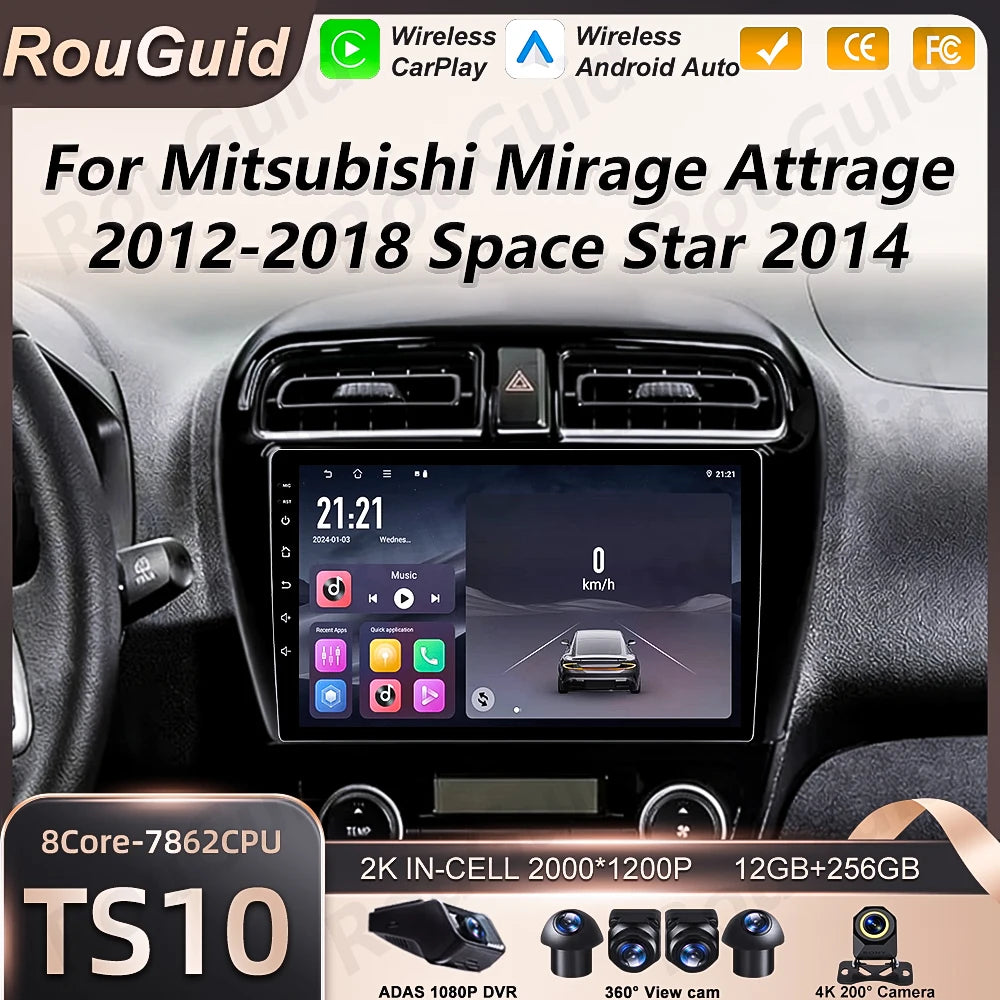 Android 16 Carplay Car Radio For Mitsubishi Mirage Attrage Space Star 2012-2018 Auto Video | AUTOKITSHOP