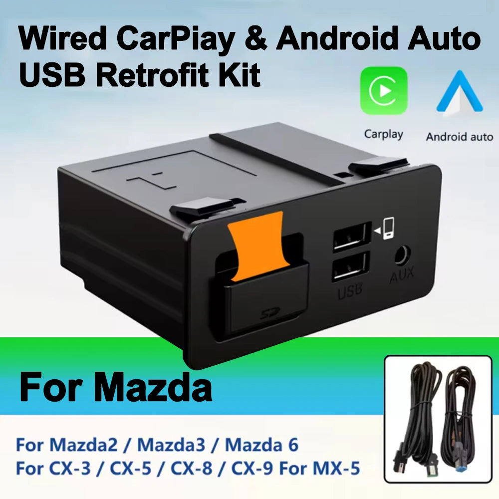 Upgrade P2 Apple CarPlay Android Auto USB Adapter Hub OEM Retrofit For Mazda 2 3 6 CX30 CX