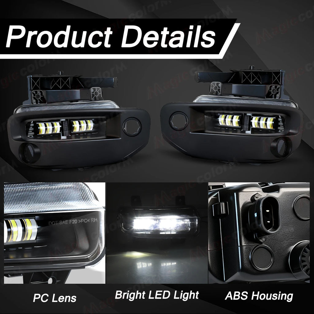 LED Car Fog Lamps For Dodge Ram 1500 2019 2020 2021 2022 2023 2024 DRL Daytime Running Lig | AUTOKITSHOP