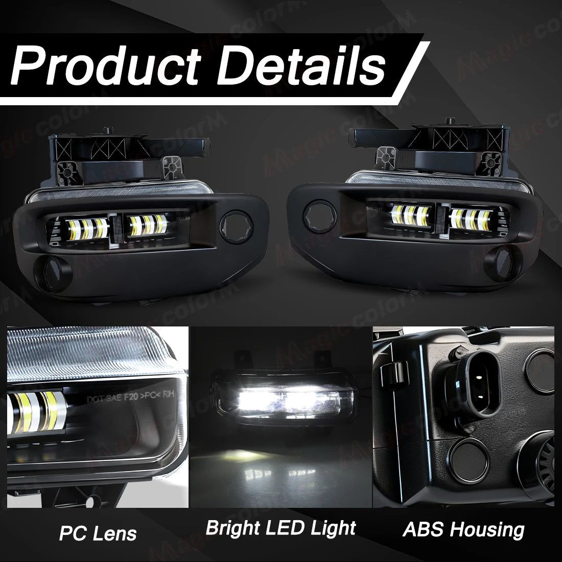 LED Car Fog Lamps For Dodge Ram 1500 2019 2020 2021 2022 2023 2024 DRL Daytime Running Lig | AUTOKITSHOP