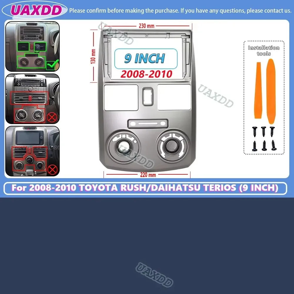 For 2006-2016 TOYOTA RUSH DAIHATSU TERIOS 9INCH 2 Din Car Android frame Kit panel Center f