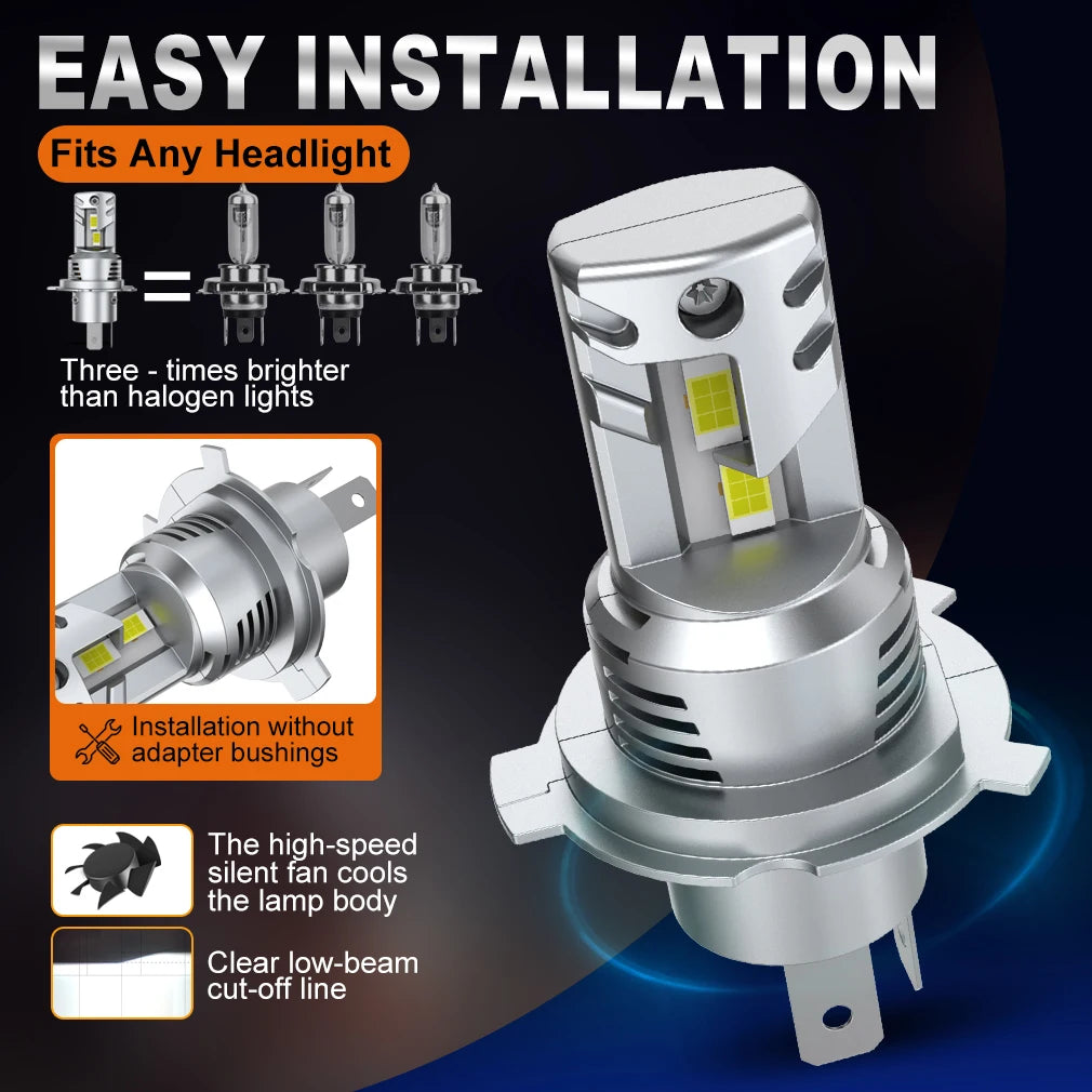 TOAUTO H4 LED Lights Bulbs 6000K 120W H7 LED Headlight Canbus H11 H4 Car Turbo Lights With