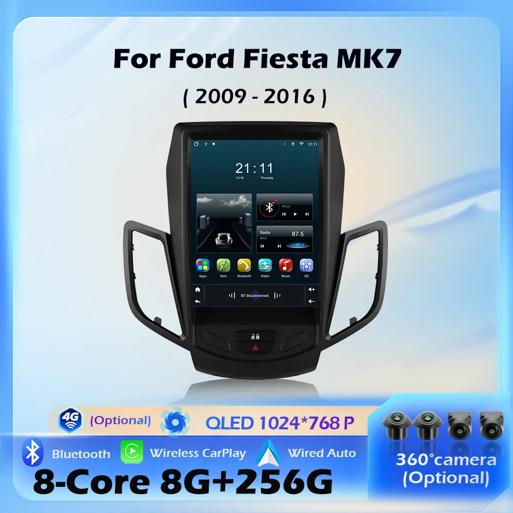 Wireless CarPlay For Ford Fiesta MK7 2009-2016 Android Auto Car Radio Multimedia Navigatio