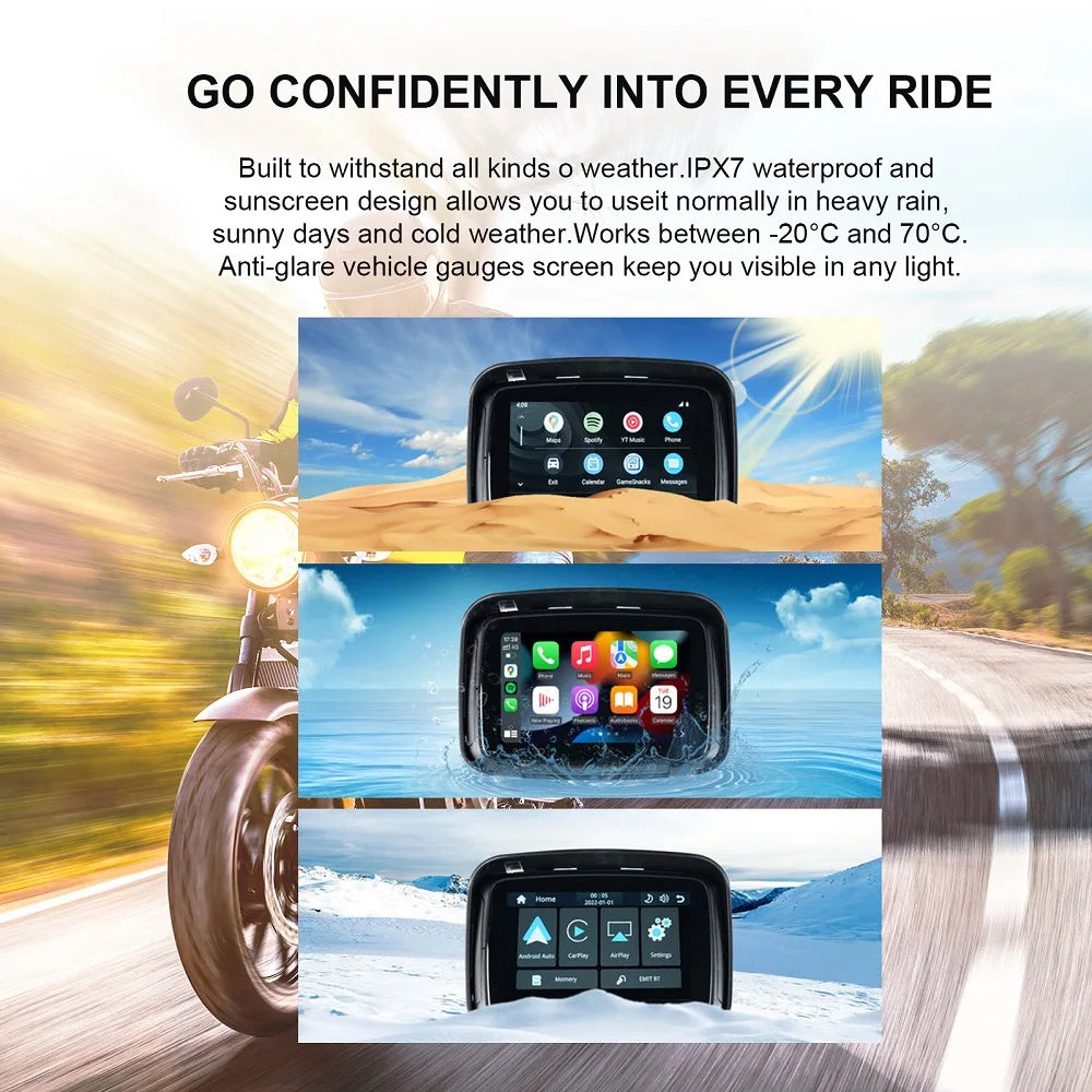 5 inch WiFi GPS Navigation Motorcycle Waterproof For Apple Carplay Screen Portable Motorcy | AUTOKITSHOP