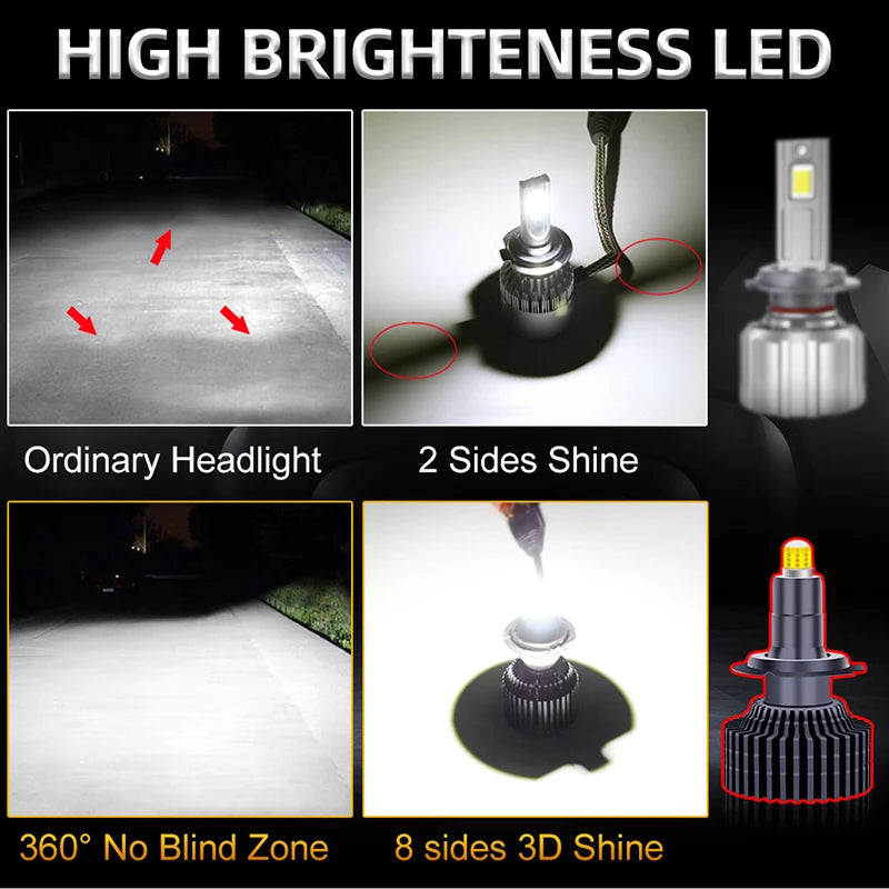 1700000LM 1700W 3D 360 H7 Led Canbus Car Headlight Bulb H11 H1 HB3 9005 HB4 9006 9012 Auto