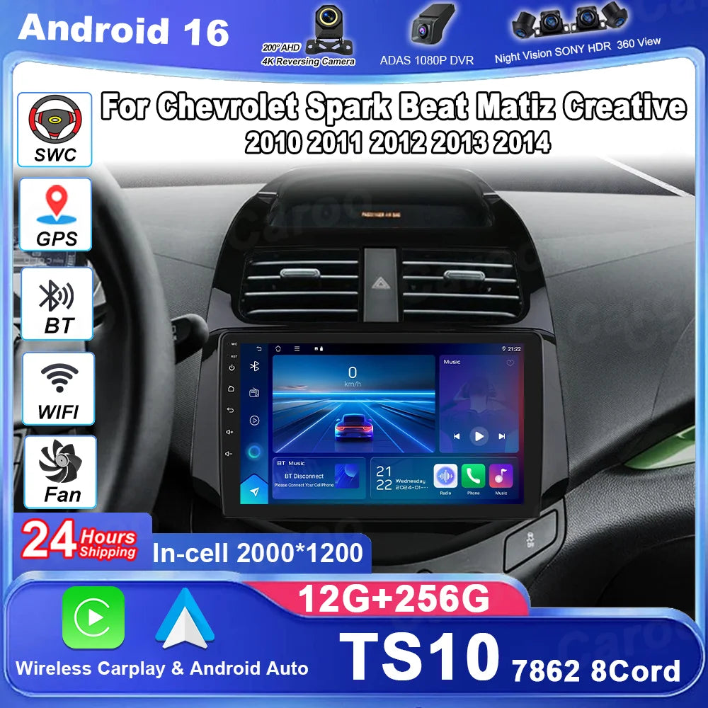Android 16 Car DVD Radio Stereo For Chevrolet Spark 2010 2011 2012 2013 2014 Auto Multimid