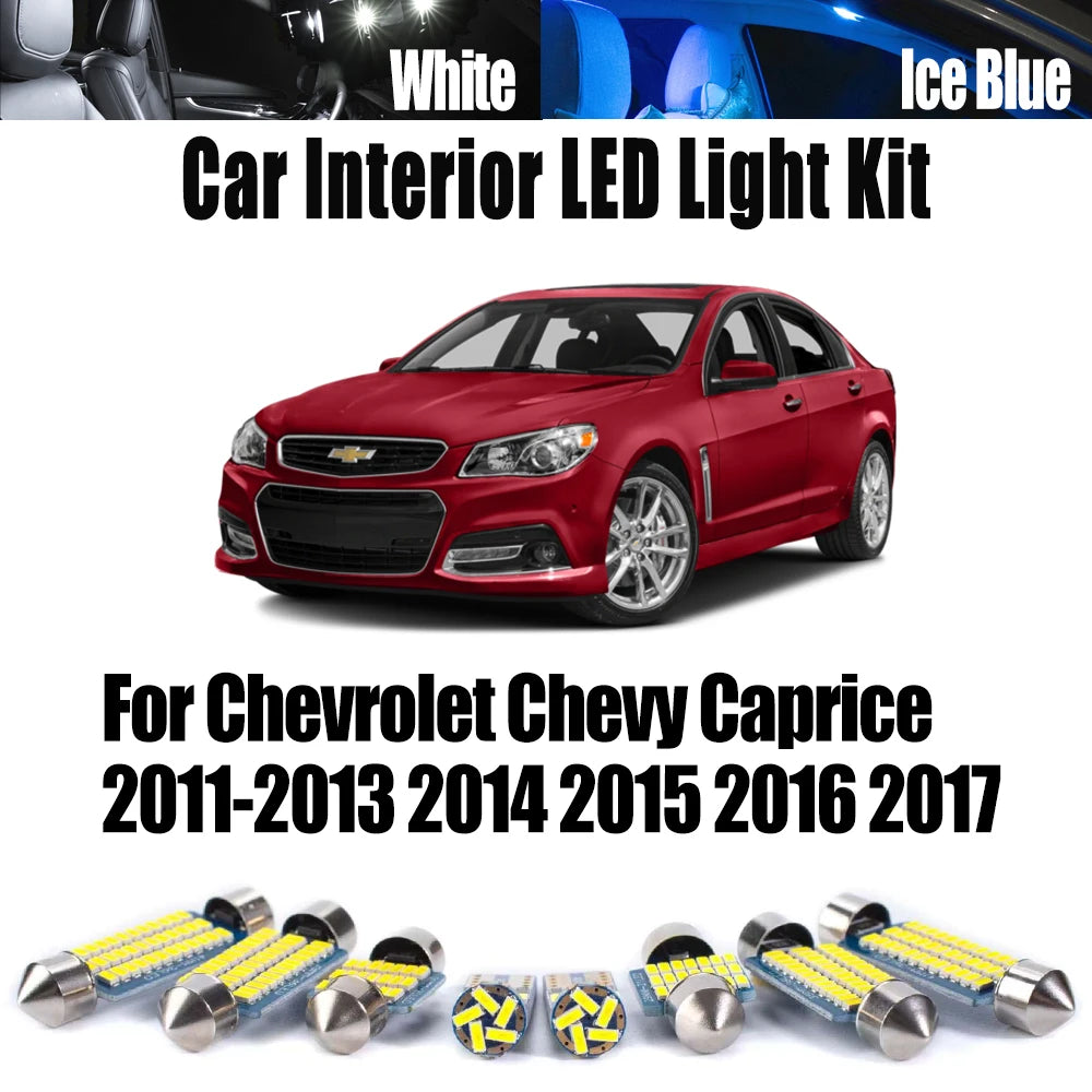 10-Piece LED Interior Light Kit for Chevrolet Chevy Caprice 2011-2013 - Canbus Dome Map Door Trunk Bulbs | AUTOKITSHOP