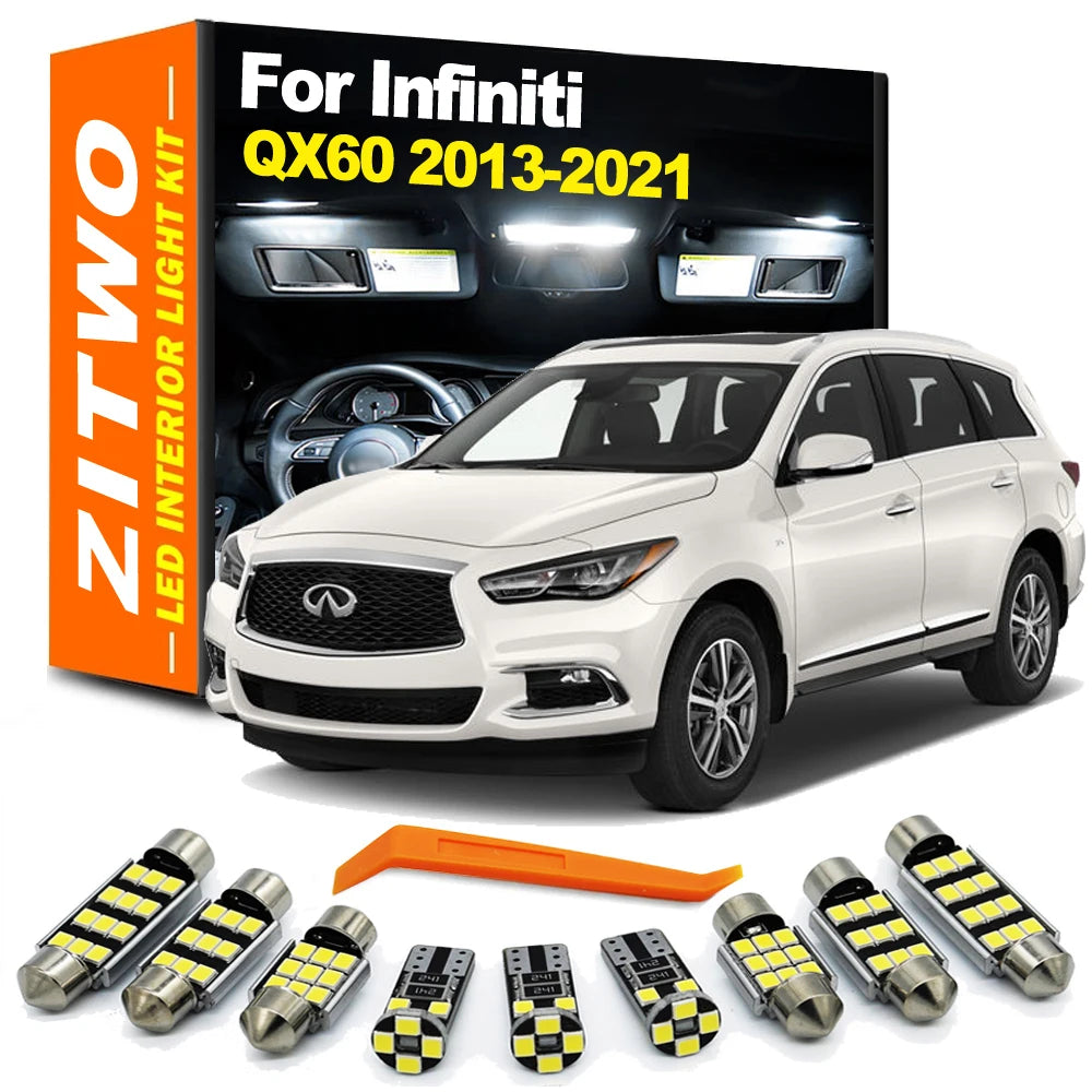 ZITWO 14Pcs Full Interior LED Bulb Dome Reading Light Kit For Infiniti QX60 2013- 2016 2017 2018 2019 2020 2021 Accessories