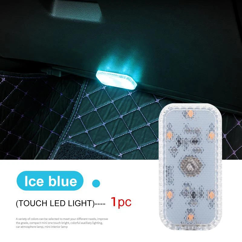 LED Touch Lights Small Wireless Car Interior Lights Auto Design Roof Reading Lamp For Storage Box Wireless Magnetic USB Charging