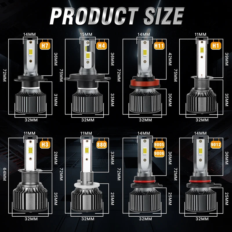 H1 H3 H4 H7 Led Headlights car Plug and Play High Power CANBUS H11 H8 H9 HB3 HB4 9005 9006