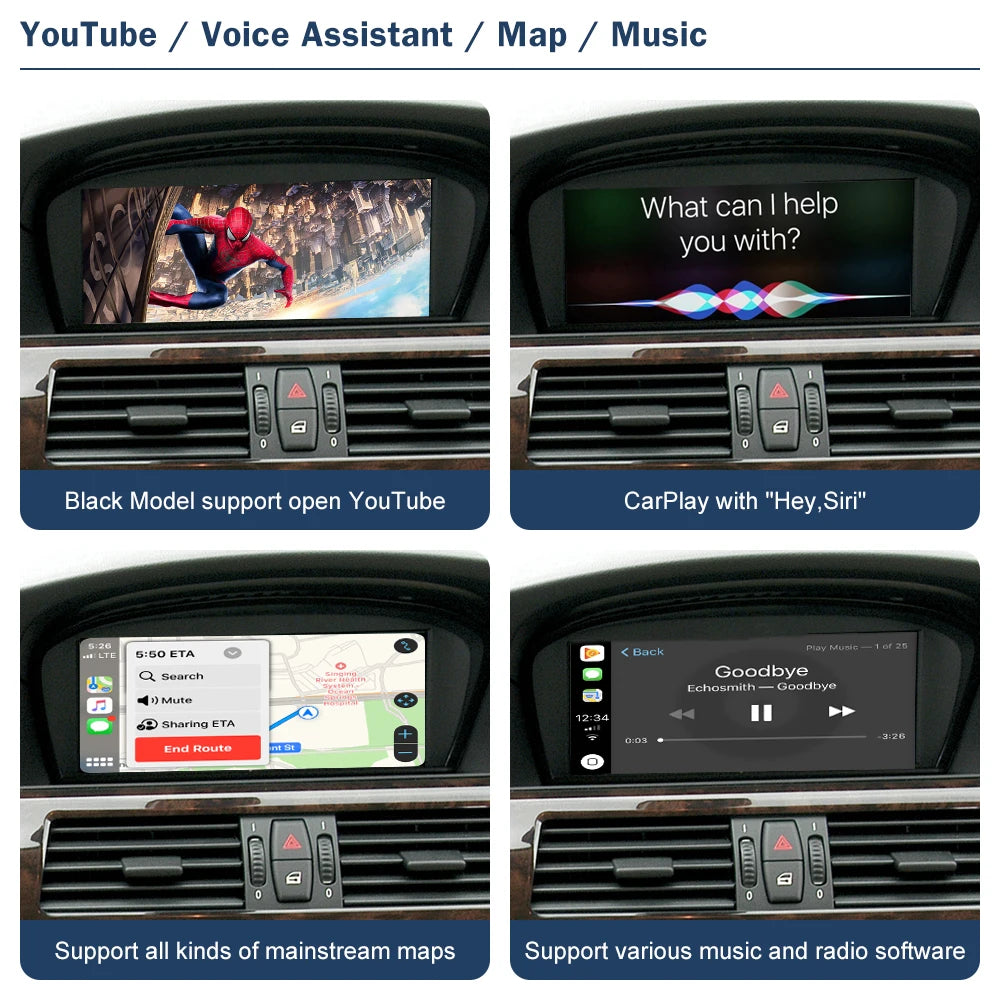 Road Top Wireless CarPlay Android Auto for BMW 3 Series E90 E91 E92 E93 And 5 Series E60 E | AUTOKITSHOP