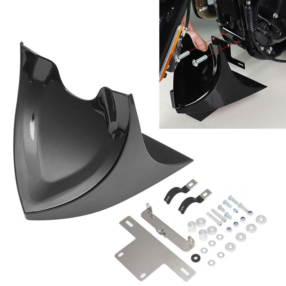 Motorcycle Gloss Black Chin Lower Fairing Front Spoiler Air Dam Cover For Harley Touring Fatboy  - Automotive LED Light
