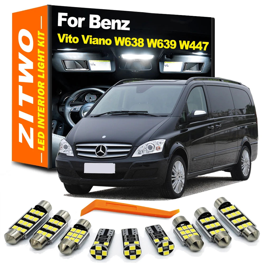 ZITWO Car Indoor Lamp For Mercedes Benz Vito Viano W638 W639 W447 1996- 2017 2018 2019 LED Bulb Interior Dome Reading Light Kit