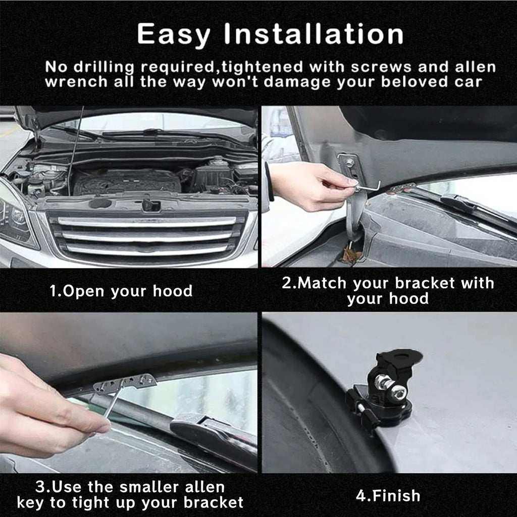 Engine Hood LED Light Bar Mounting Bracket Work Light Mount Holder Base Universal for Cars Sedan - Automotive LED Light