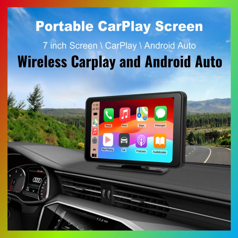 Wireless CarPlay Screen for Car 7" HD Portable Stereo Touchscreen For Apple CarPlay & Andr | AUTOKITSHOP