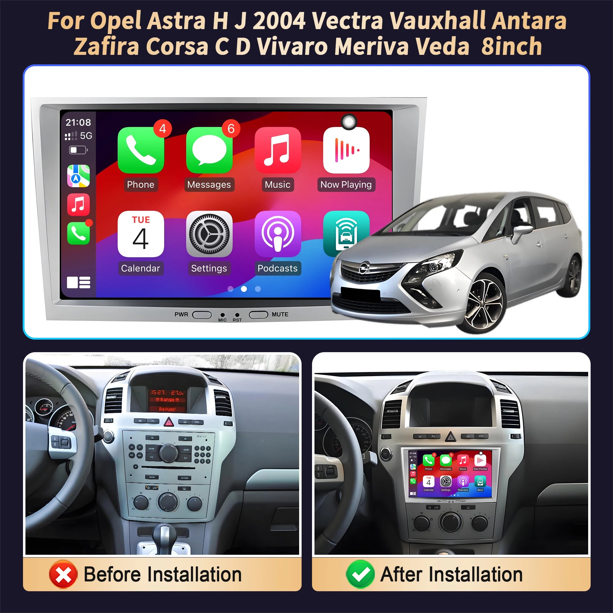 8 inch Car Radio For Opel Astra H J 2004 Vectra Vauxhall Antara Zafira Corsa C D Vivaro Me