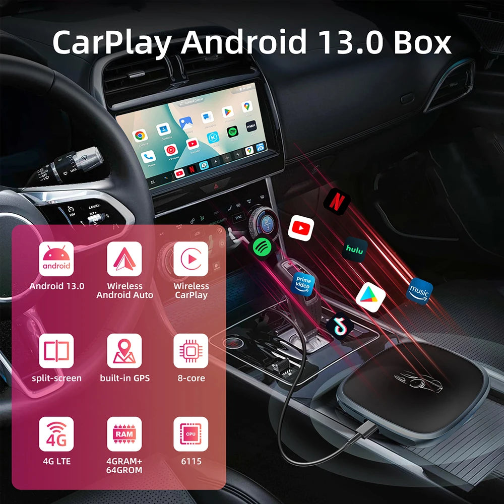Android 13 CarPlay Ai Box Wireless Carplay Android Auto SM6115 4GB+64GB 4G Lite For Origin | AUTOKITSHOP